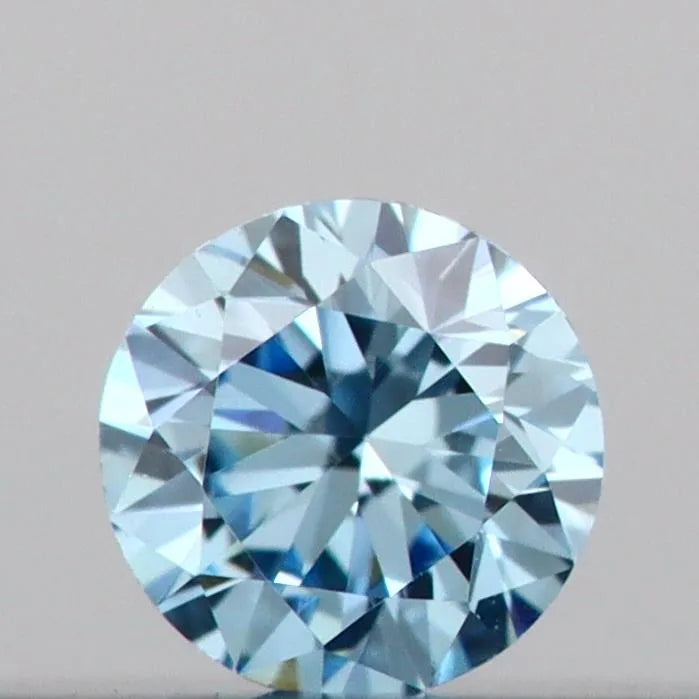 0.09ct Round Lab Grown Diamond (Colour Fancy Vivid Blue, Clarity VVS2, Cut VG, IGI Certified)