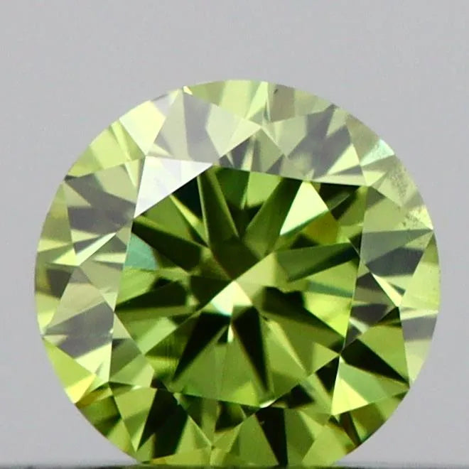 0.22ct Round Lab Grown Diamond (Colour Fancy Vivid Green, Clarity VS2, Cut EX, IGI Certified)
