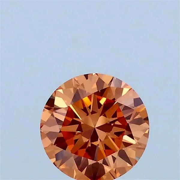 0.51ct Round Lab Grown Diamond (Colour Fancy Vivid Pinkish Orange, Clarity VVS2, Cut EX, IGI Certified)