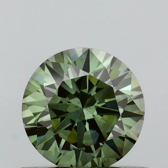 0.52ct Round Lab Grown Diamond (Colour Fancy Vivid Green, Clarity VS2, Cut ID, IGI Certified)