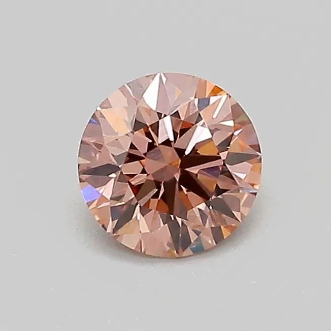 0.53ct Round Lab Grown Diamond (Colour Fancy Light Brown, Clarity VVS2, Cut EX, IGI Certified)