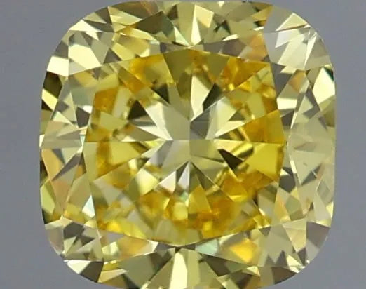 0.56ct Cushion modified Lab Grown Diamond (Colour Fancy Vivid Yellow, Clarity VVS2, IGI Certified)