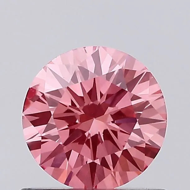 0.57ct Round Lab Grown Diamond (Colour Fancy Vivid Orangey Pink, Clarity SI1, Cut EX, IGI Certified)