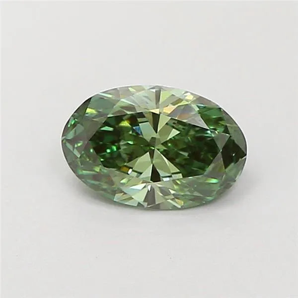 0.68ct Oval Lab Grown Diamond (Colour Fancy Vivid Green, Clarity VVS2, IGI Certified)