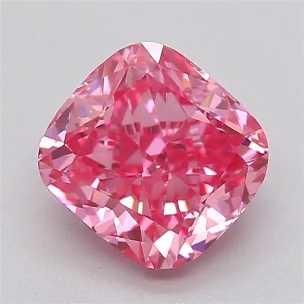 0.76ct Cushion brilliant Lab Grown Diamond (Colour Fancy Vivid Pink, Clarity VS2, Cut GD, IGI Certified)