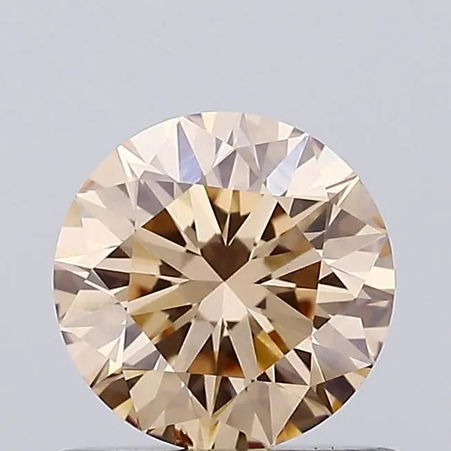 0.76ct Round Lab Grown Diamond (Colour Fancy Light Brown, Clarity VS2, Cut ID, IGI Certified)