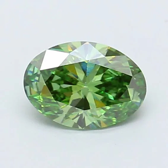 0.81ct Oval Lab Grown Diamond (Colour Fancy Vivid Green, Clarity VS2, IGI Certified)