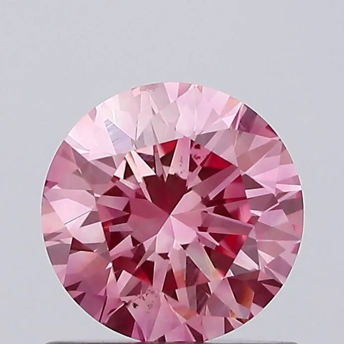 0.82ct Round Lab Grown Diamond (Colour Fancy Vivid Pink, Clarity VS2, Cut EX, IGI Certified)