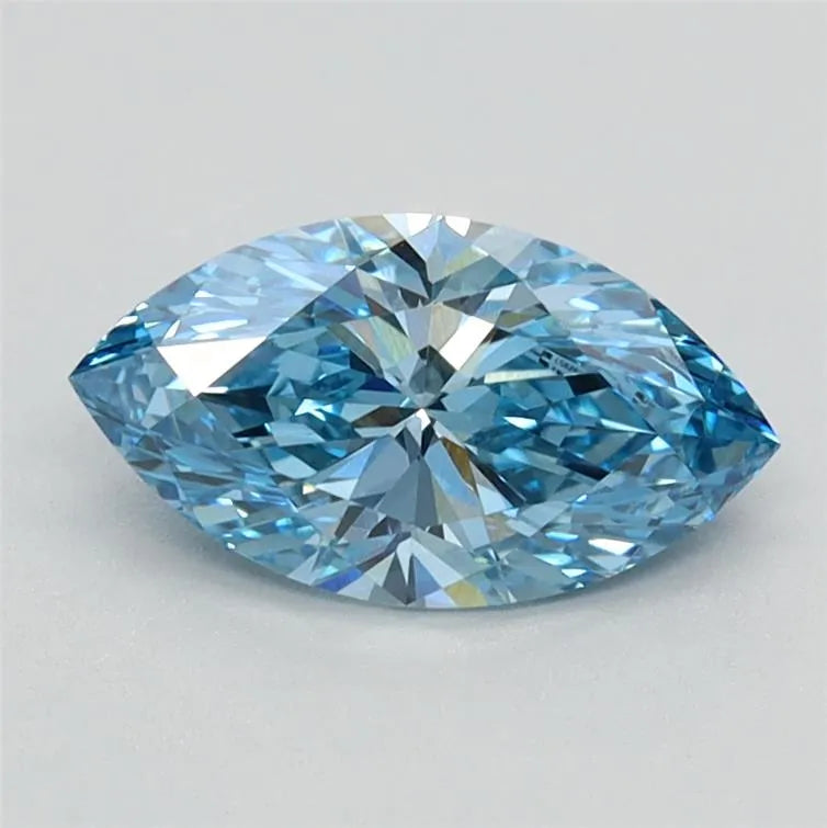 0.85ct Marquise Lab Grown Diamond (Colour Fancy Vivid Blue, Clarity VVS2, IGI Certified)