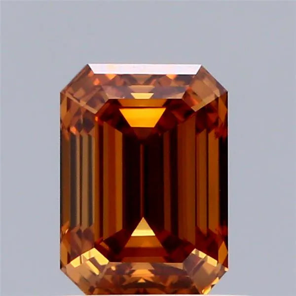 0.86ct Emerald Lab Grown Diamond (Colour Fancy Vivid Brownish Orange, Clarity VVS2, IGI Certified)