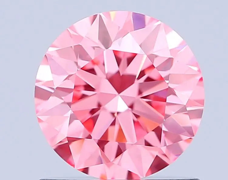 0.90ct Round Lab Grown Diamond (Colour Fancy Vivid Pink, Clarity VS1, Cut ID, IGI Certified)