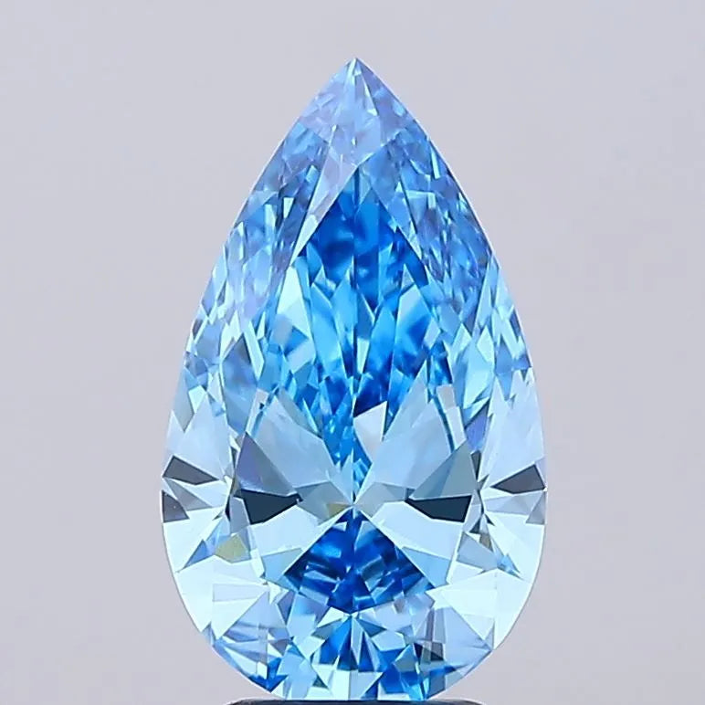 3.00ct Pear Lab Grown Diamond (Colour Fancy Vivid Blue, Clarity VVS2, IGI Certified)