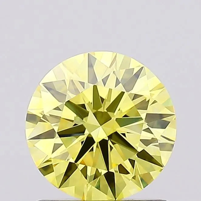 0.91ct Round Lab Grown Diamond (Colour Fancy Vivid Yellow, Clarity VVS2, Cut ID, IGI Certified)