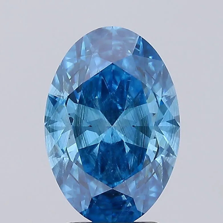 3.07ct Oval Lab Grown Diamond (Colour Fancy Vivid Blue, Clarity SI2, IGI Certified)