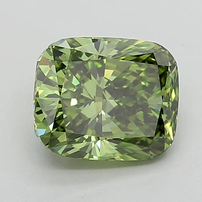 2.50ct Cushion brilliant Lab Grown Diamond (Colour Fancy Vivid Green, Clarity VS1, IGI Certified)