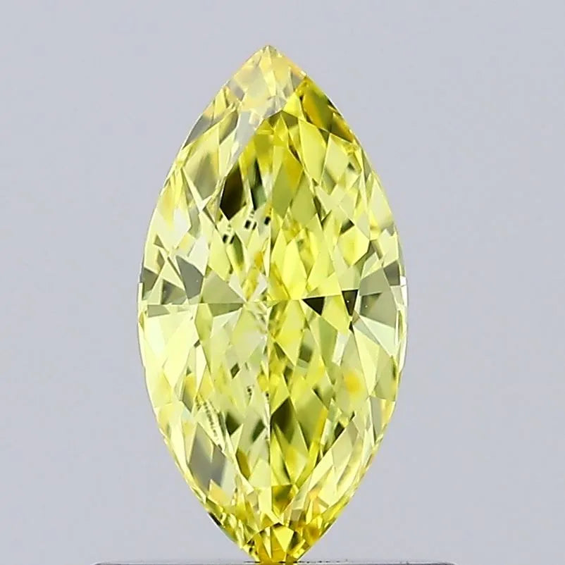 0.61ct Marquise Lab Grown Diamond (Colour Fancy Vivid Yellow, Clarity VVS2, IGI Certified)