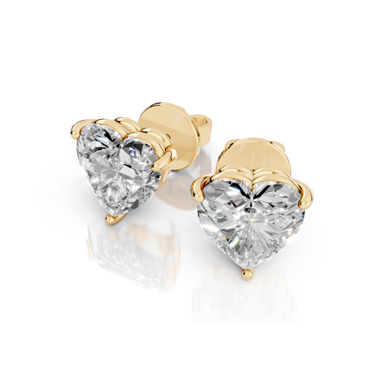 Heart Cut 3-Prong Lab Grown Diamond Stud Earrings