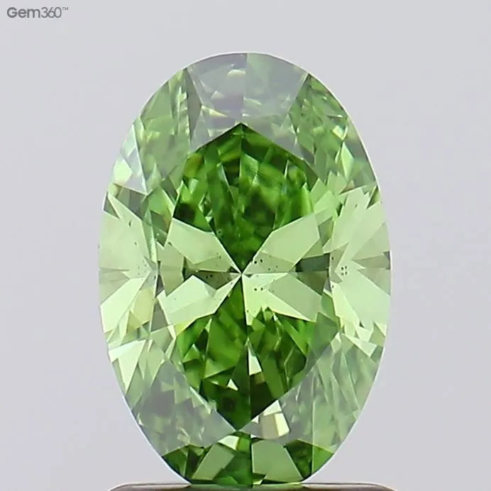 1.00ct Oval Lab Grown Diamond (Colour Fancy Vivid Green, Clarity VS2, IGI Certified)