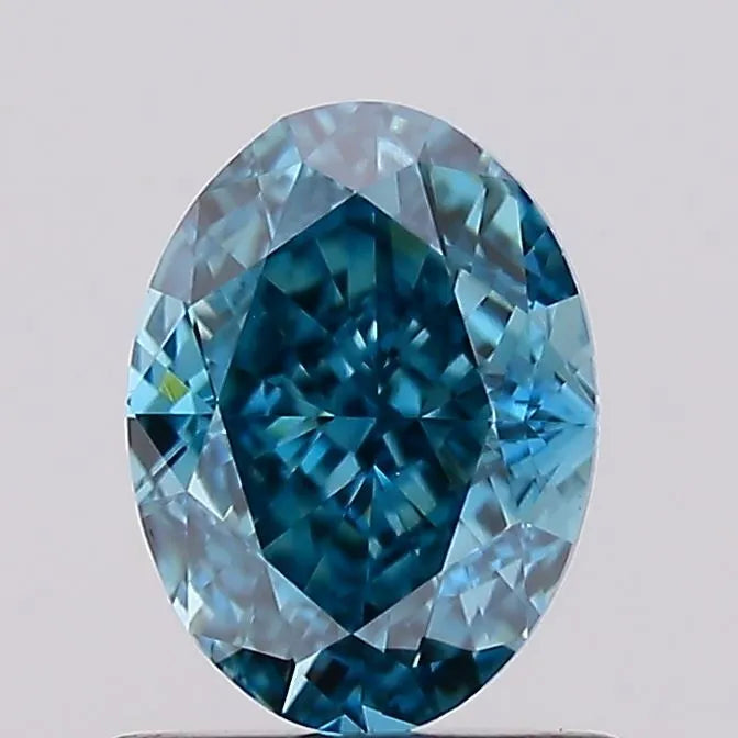 1.00ct Oval Lab Grown Diamond (Colour Fancy Vivid Greenish Blue, Clarity VS1, IGI Certified)