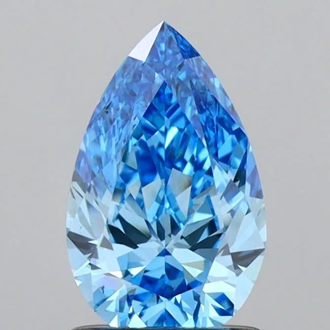 1.00ct Pear Lab Grown Diamond (Colour Fancy Vivid Blue, Clarity VVS2, IGI Certified)