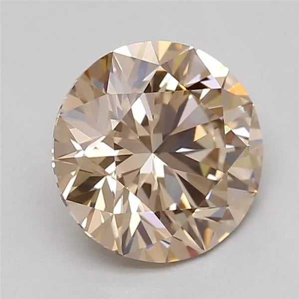 1.00ct Round Lab Grown Diamond (Colour Fancy Light Brown, Clarity VVS2, Cut ID, IGI Certified)