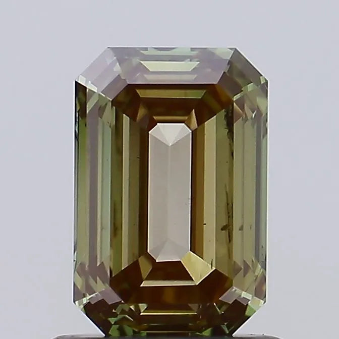 1.01ct Emerald Lab Grown Diamond (Colour Fancy Brownish Green, Clarity VS2, IGI Certified)