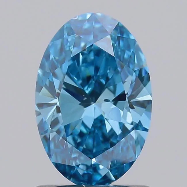 1.01ct Oval Lab Grown Diamond (Colour Fancy Vivid Blue, Clarity VS2, IGI Certified)