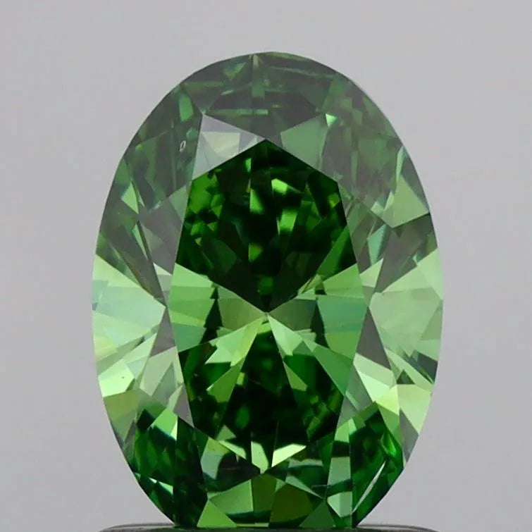 1.01ct Oval Lab Grown Diamond (Colour Fancy Vivid Green, Clarity VS2, IGI Certified)
