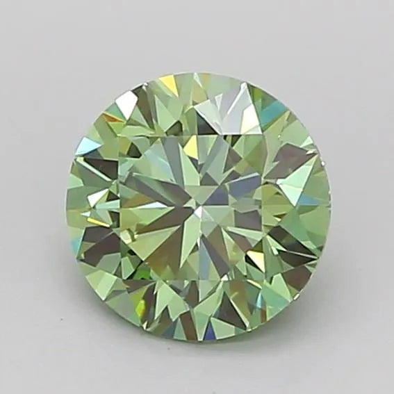 1.01ct Round Lab Grown Diamond (Colour Fancy Vivid Green, Clarity VVS2, Cut ID, IGI Certified)
