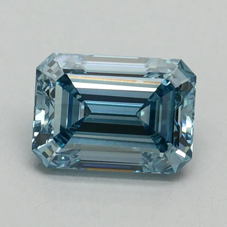 1.02ct Emerald Lab Grown Diamond (Colour Fancy Vivid Blue, Clarity VVS2, IGI Certified)