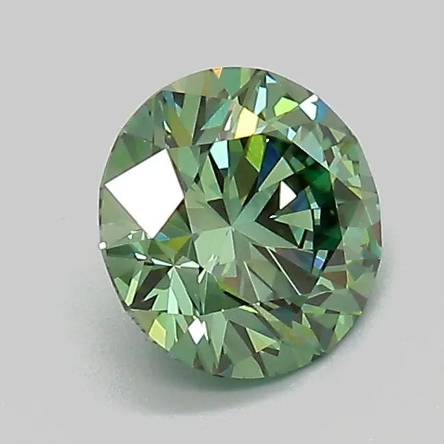 1.02ct Round Lab Grown Diamond (Colour Fancy Vivid Green, Clarity VVS2, Cut ID, IGI Certified)