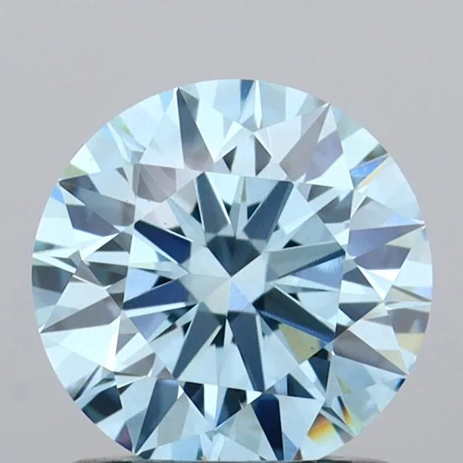 1.05ct Round Lab Grown Diamond (Colour Fancy Vivid Blue, Clarity VVS2, Cut ID, IGI Certified)