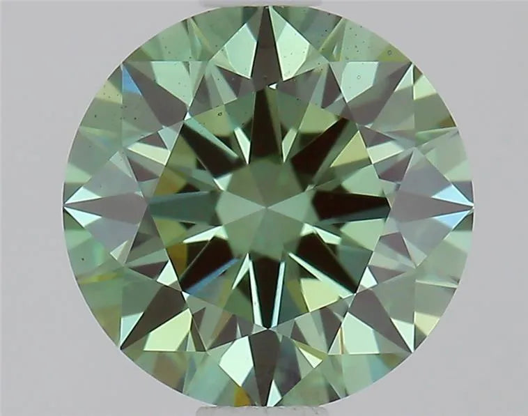 1.08ct Round Lab Grown Diamond (Colour Fancy Vivid Green, Clarity VS2, Cut ID, IGI Certified)