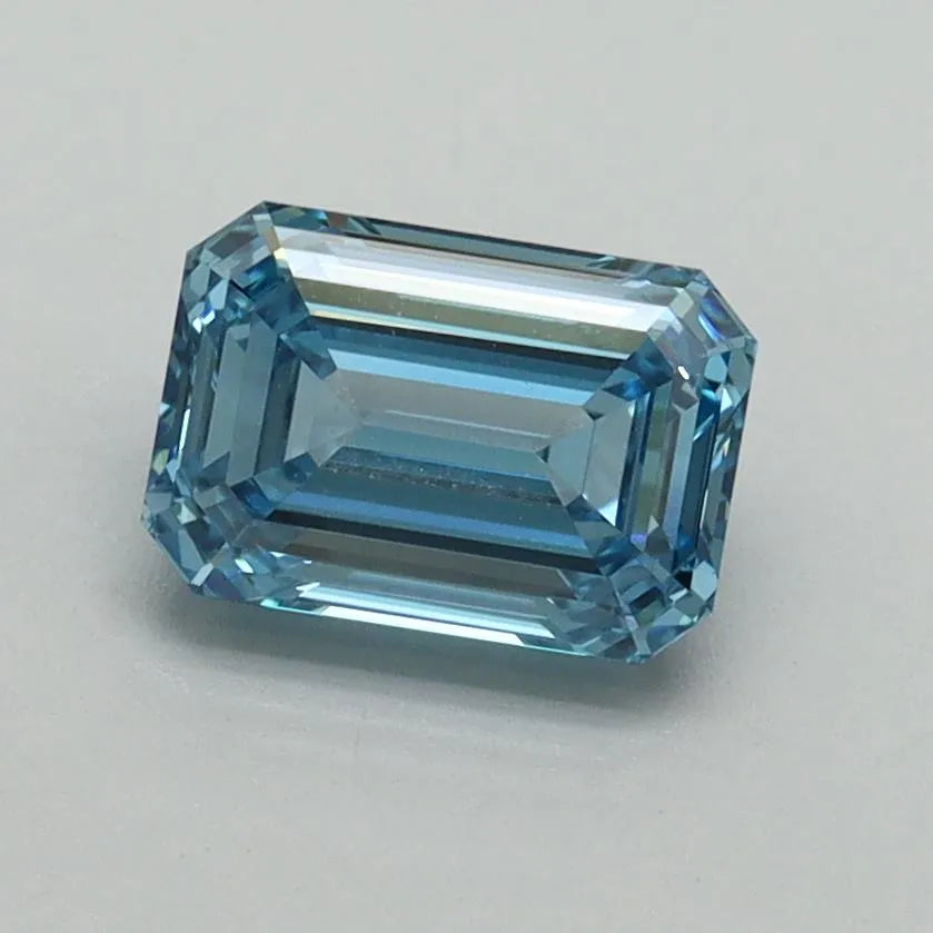 1.10ct Emerald Lab Grown Diamond (Colour Fancy Vivid Blue, Clarity VVS2, IGI Certified)