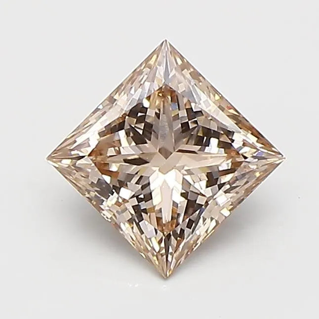 1.12ct Princess Lab Grown Diamond (Colour Fancy Light Brown, Clarity VVS2, IGI Certified)