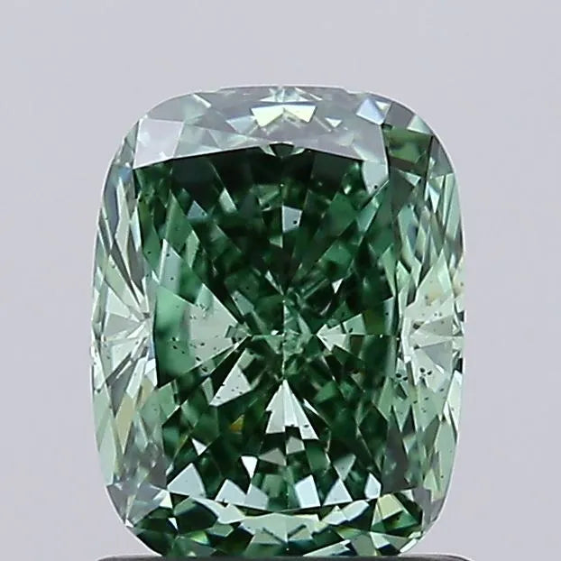 1.17ct Cushion modified Lab Grown Diamond (Colour Fancy Vivid Green, Clarity SI1, IGI Certified)