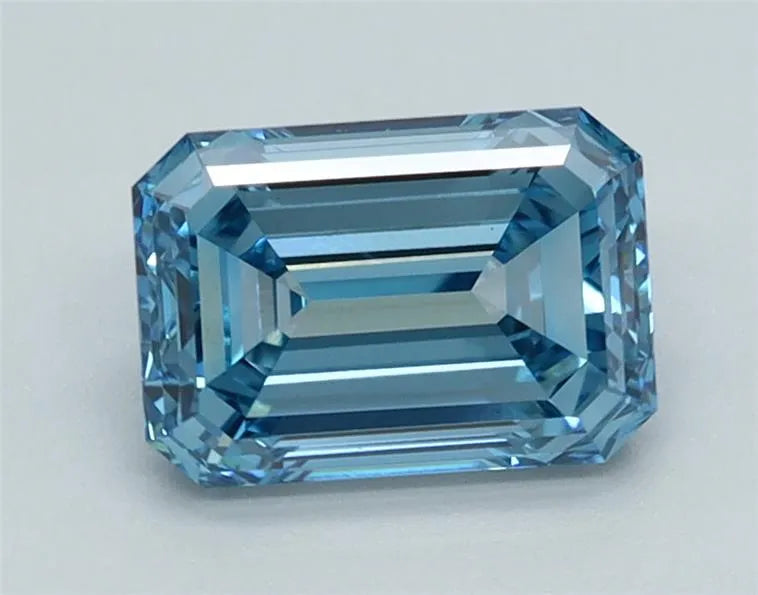 1.19ct Emerald Lab Grown Diamond (Colour Fancy Vivid Blue, Clarity VS1, IGI Certified)