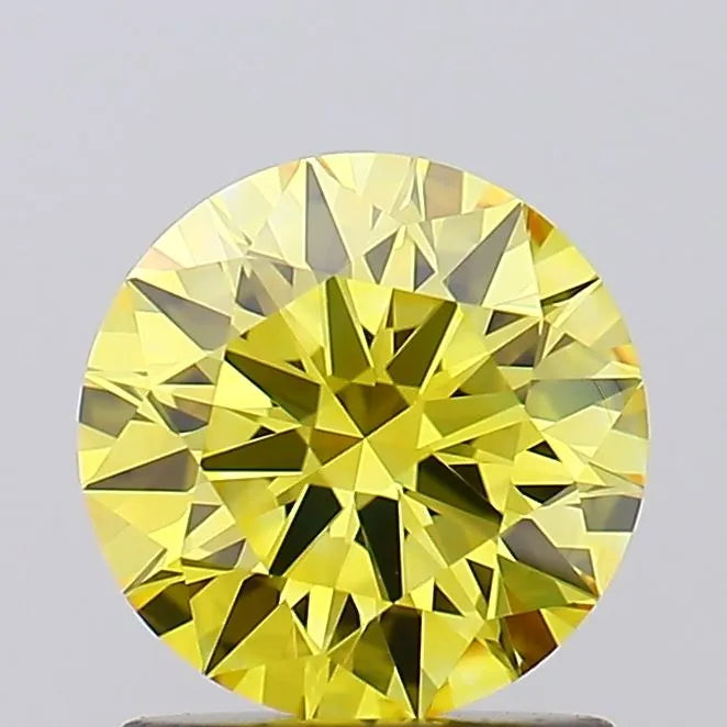 1.23ct Round Lab Grown Diamond (Colour Fancy Vivid Yellow, Clarity VVS2, Cut ID, IGI Certified)