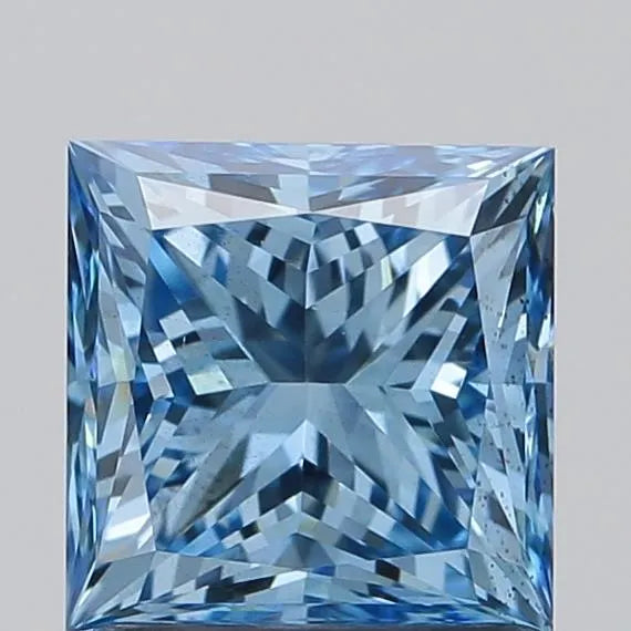 1.35ct Princess Lab Grown Diamond (Colour Fancy Vivid Blue, Clarity SI1, IGI Certified)