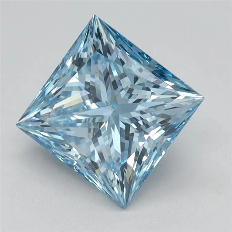 1.37ct Princess Lab Grown Diamond (Colour Fancy Vivid Blue, Clarity VVS2, IGI Certified)