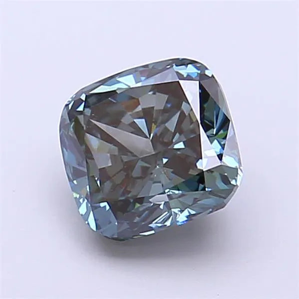 1.45ct Cushion modified Lab Grown Diamond (Colour Fancy Vivid Greenish Blue, Clarity VS1, IGI Certified)