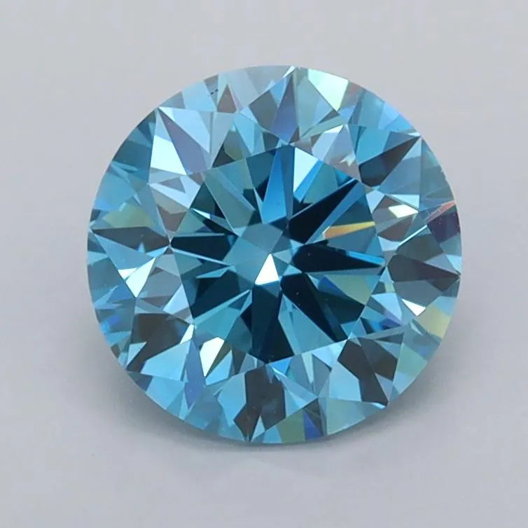 1.50ct Round Lab Grown Diamond (Colour Fancy Vivid Blue, Clarity VVS2, Cut ID, IGI Certified)