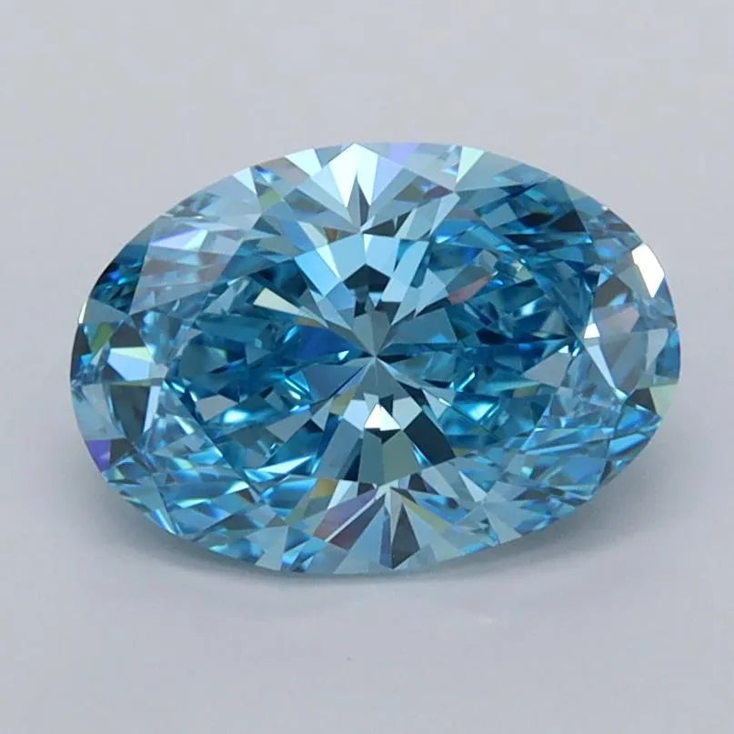 1.51ct Oval Lab Grown Diamond (Colour Fancy Vivid Blue, Clarity VVS2, IGI Certified)