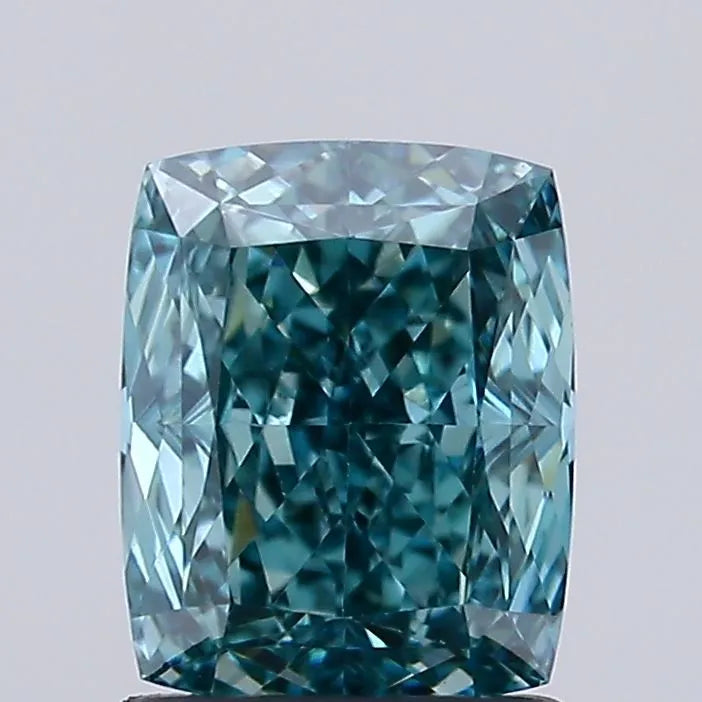 1.52ct Cushion modified Lab Grown Diamond (Colour Fancy Vivid Blueish Green, Clarity VVS2, IGI Certified)