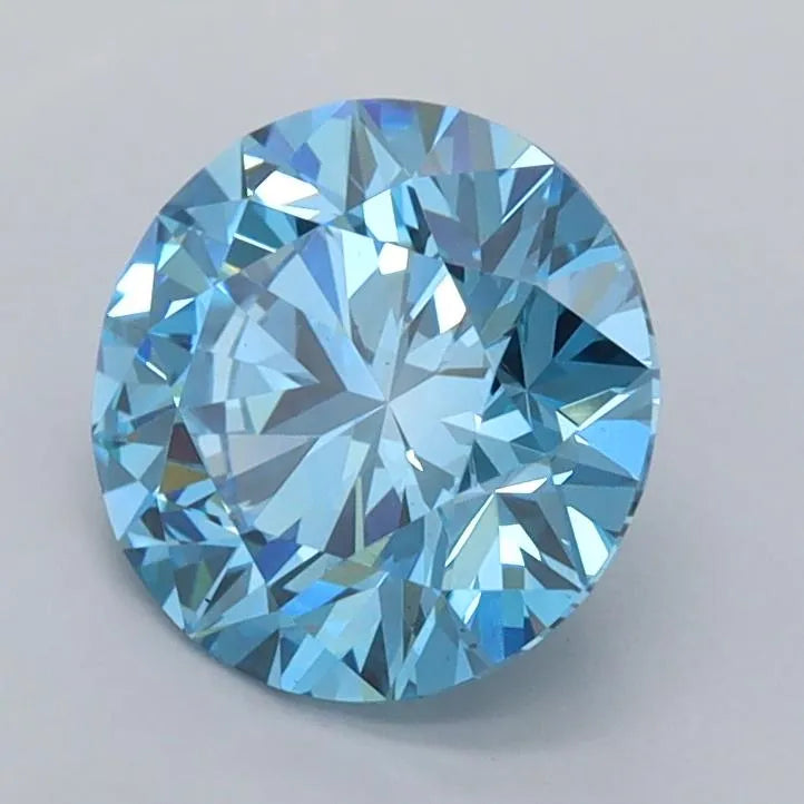 1.52ct Round Lab Grown Diamond (Colour Fancy Vivid Blue, Clarity VVS1, Cut ID, IGI Certified)