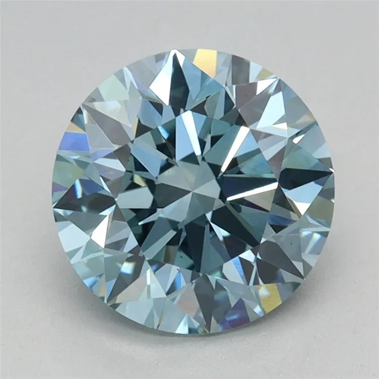 1.54ct Round Lab Grown Diamond (Colour Fancy Vivid Blue, Clarity VS1, Cut ID, IGI Certified)