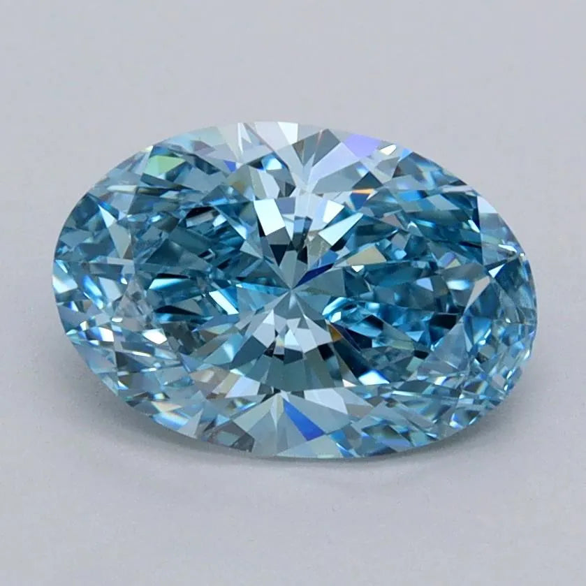 1.57ct Oval Lab Grown Diamond (Colour Fancy Vivid Blue, Clarity VVS2, IGI Certified)