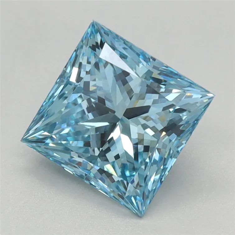 1.58ct Princess Lab Grown Diamond (Colour Fancy Vivid Blue, Clarity VVS2, IGI Certified)
