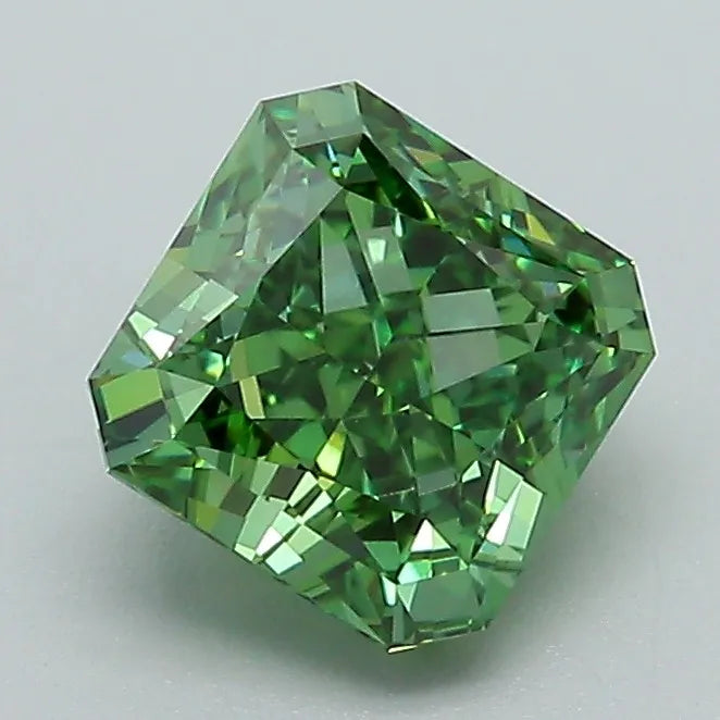 1.58ct Square radiant Lab Grown Diamond (Colour Fancy Vivid Green, Clarity VVS2, IGI Certified)