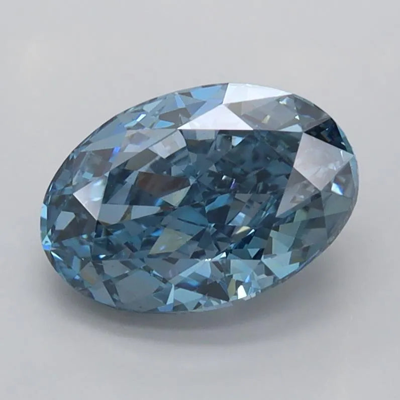 1.65ct Oval Lab Grown Diamond (Colour Fancy Vivid Blue, Clarity VS1, IGI Certified)